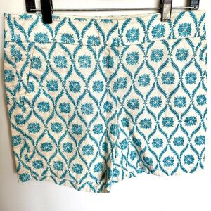 LOFT, Ann Taylor Shorts Size 4 Teal And Cream. The Riviera Shorts Linen & Lined